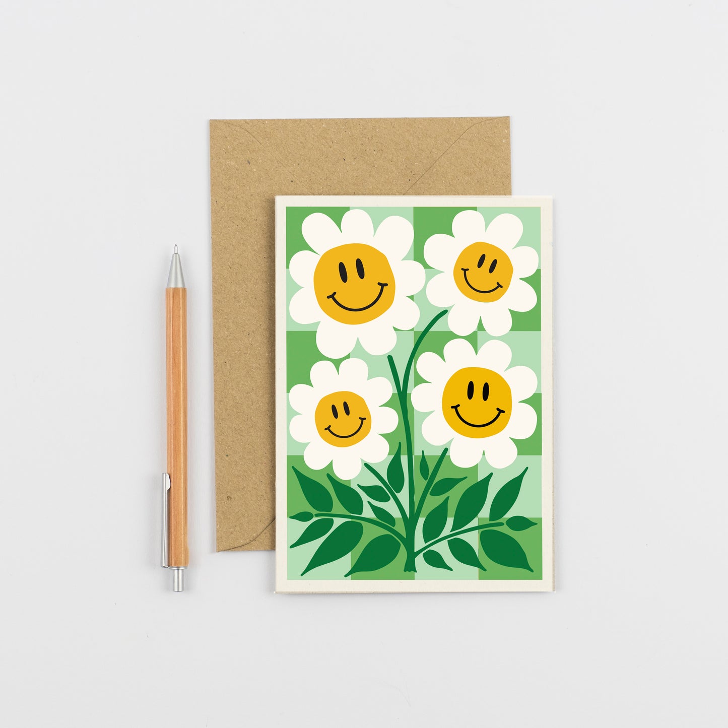 All Occasions Greetings Card - Happy Flower - Green