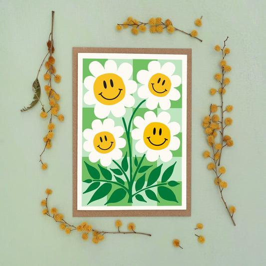 All Occasions Greetings Card - Happy Flower - Green