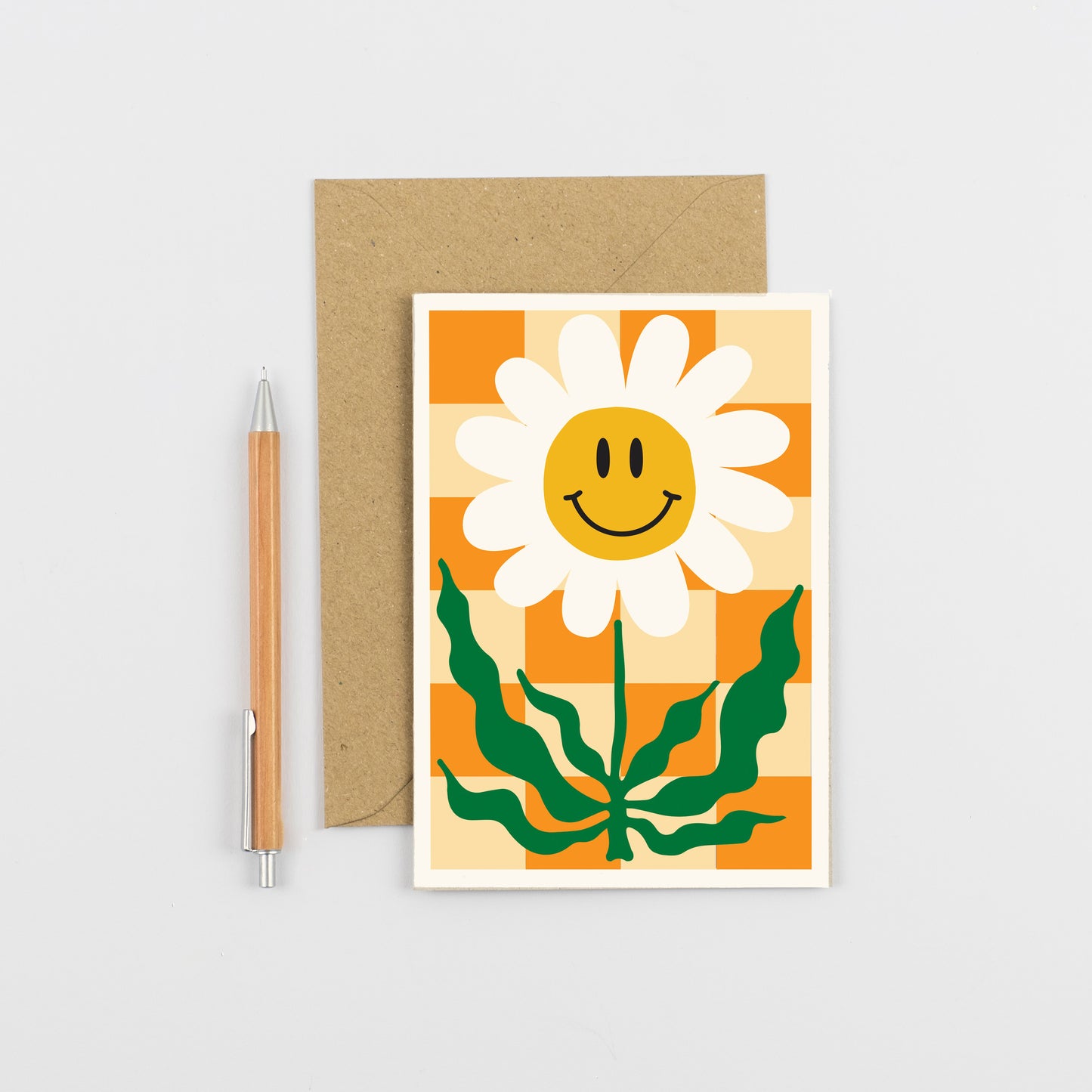 All Occasions Greetings Card - Happy Flower - Orange