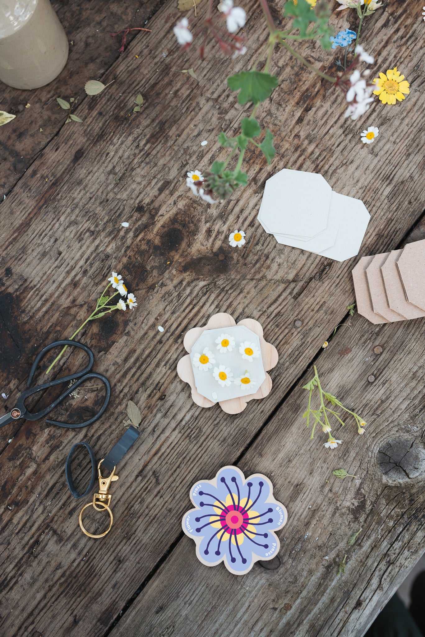 Keyring Flower Press - Blue 01