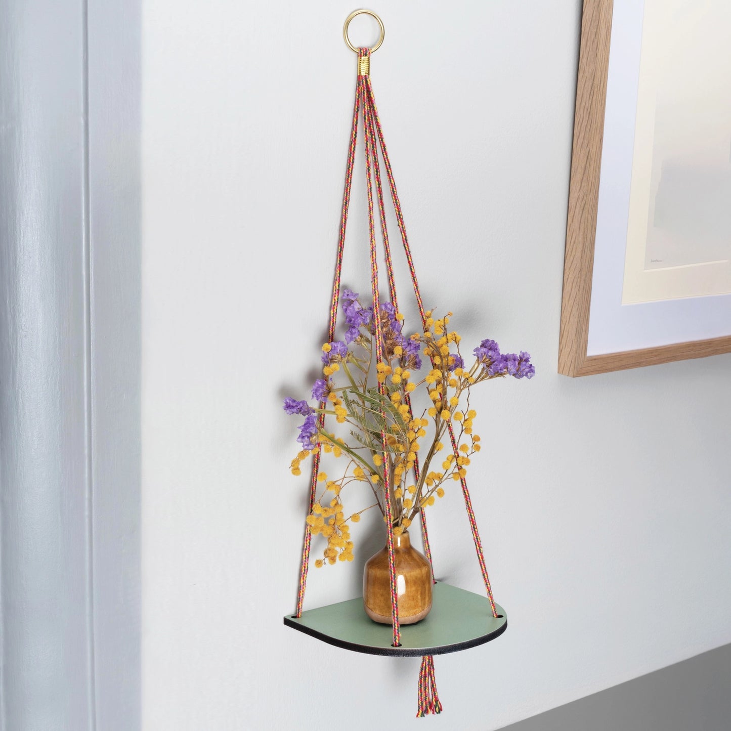 Hanging Plant Shelf Small - Green Wash