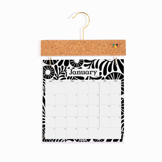 2026 Pinboard Calendar - Vine Black