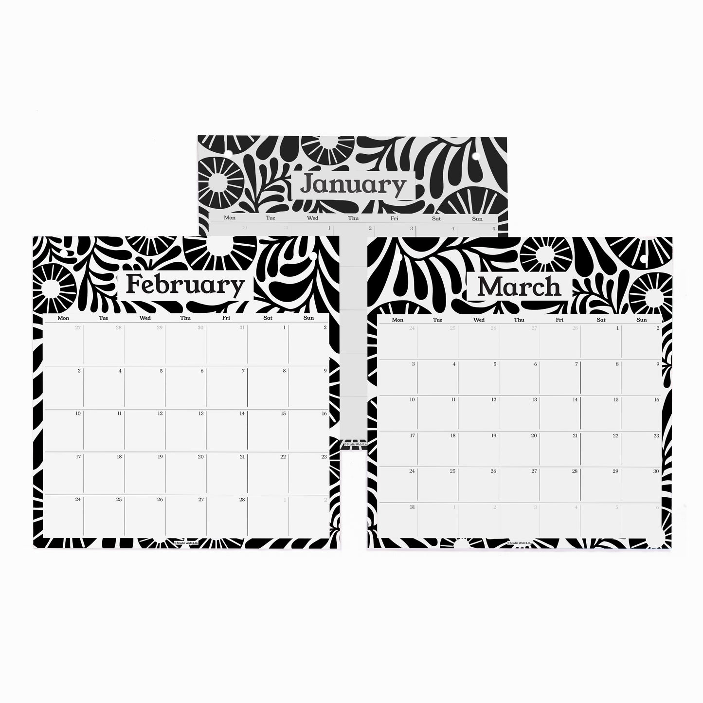 2026 Pinboard Calendar - Vine Black