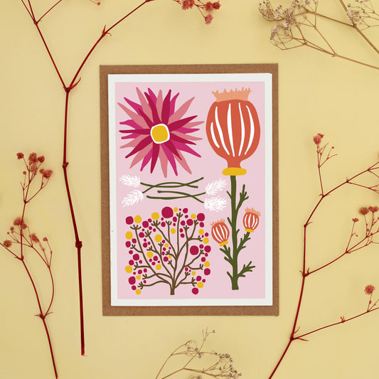All Occasions Greetings Card - Dried - Pink