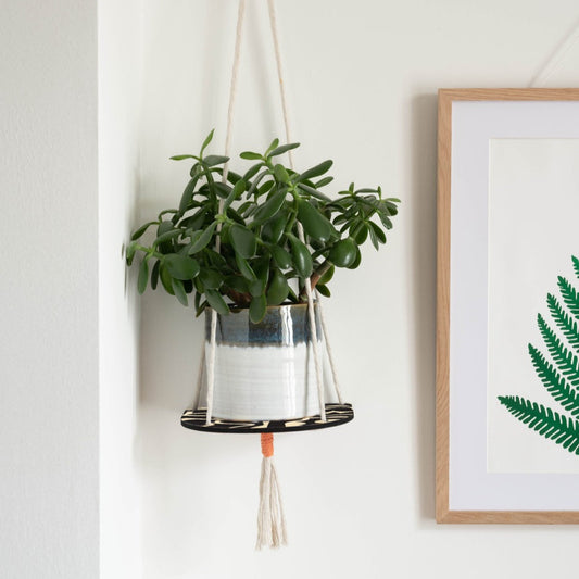 Black Abstract Hanging Plant Shelf by Studio Wald