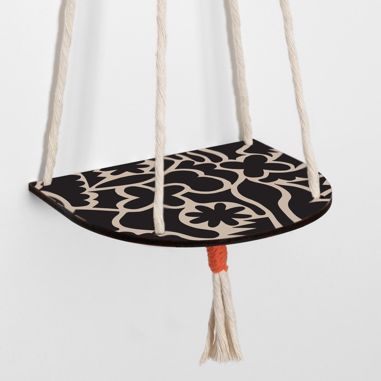 Hanging Plant Shelf - Black Abstract
