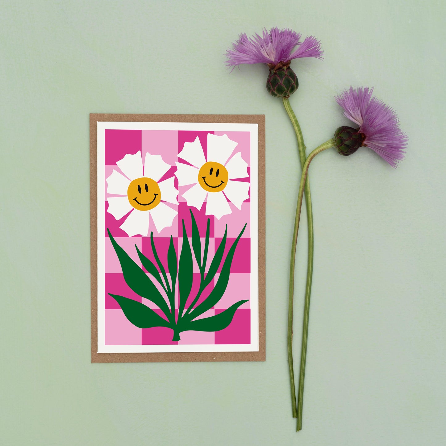 All Occasions Greetings Card - Happy Flower - Pink