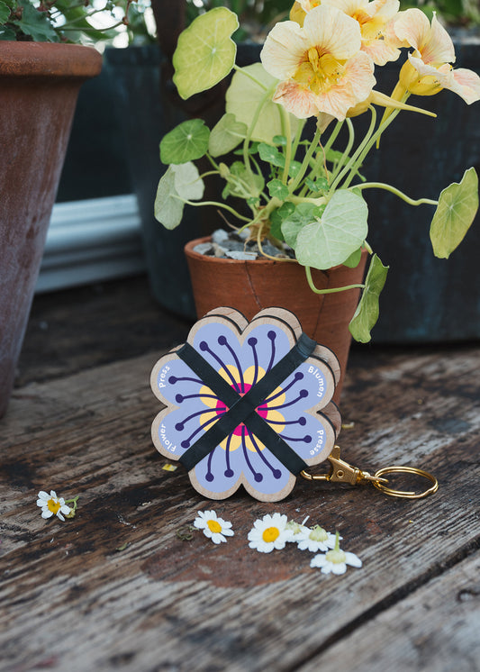 Keyring Flower Press - Blue 01