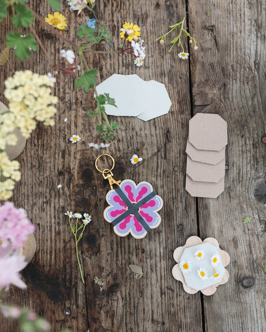 Keyring Flower Press - Blue 02