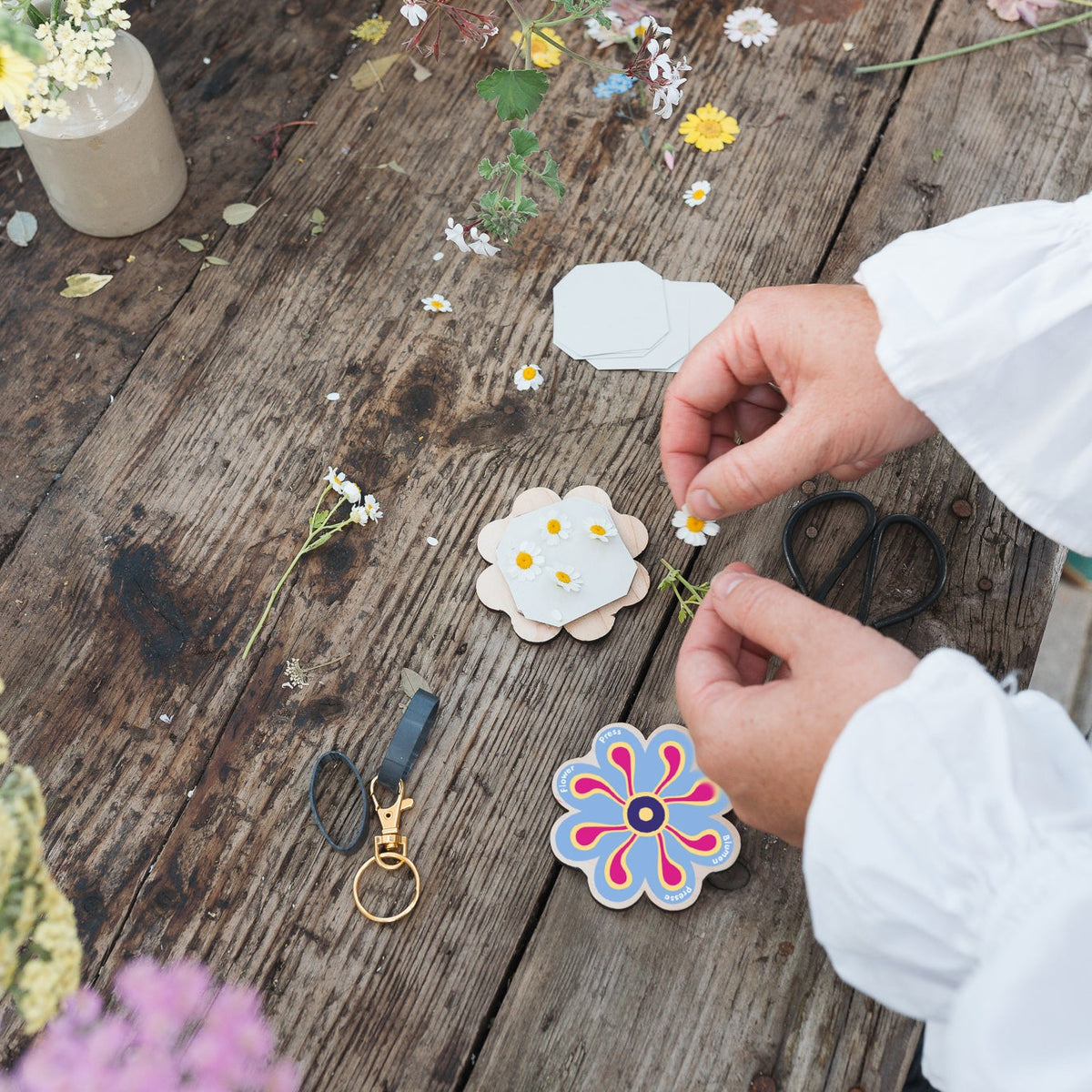 Keyring Flower Press - Blue 04