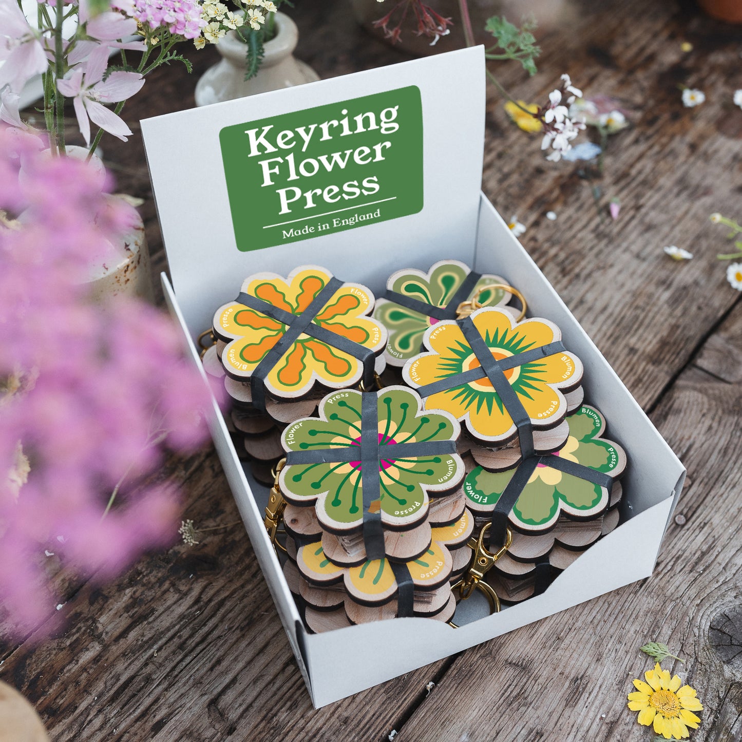 Keyring Flower Press - Green 02