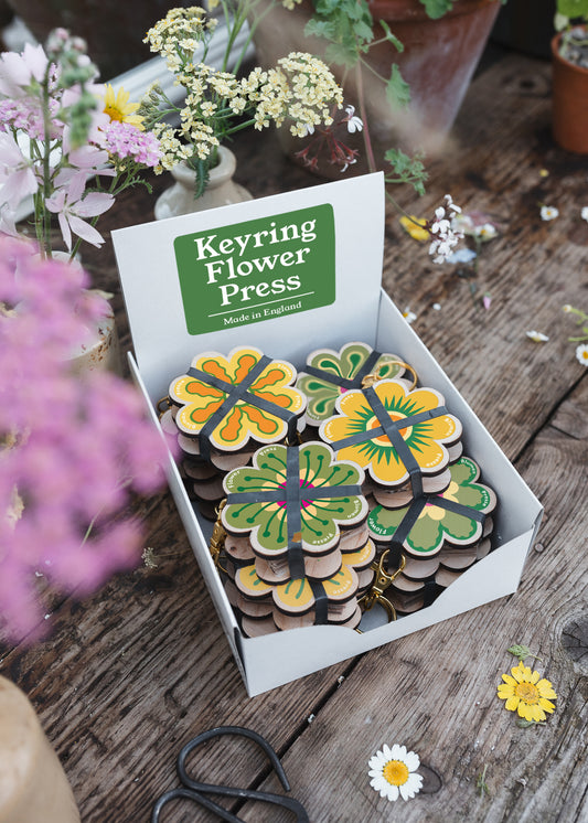Keyring Flower Press - Yellow 02