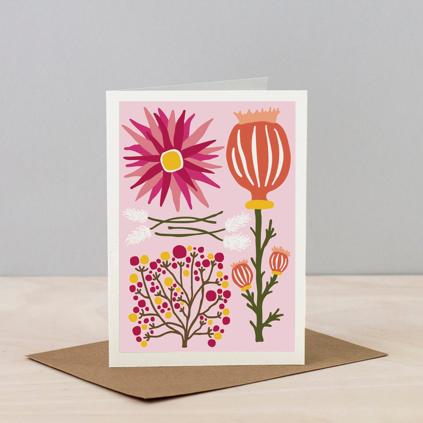 All Occasions Greetings Card - Dried - Pink