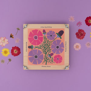 Flower Press with Pink and Purple Cosmos Flowers Design by Studio Wald