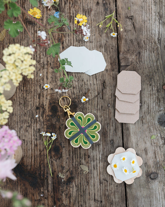 Keyring Flower Press - Green 01