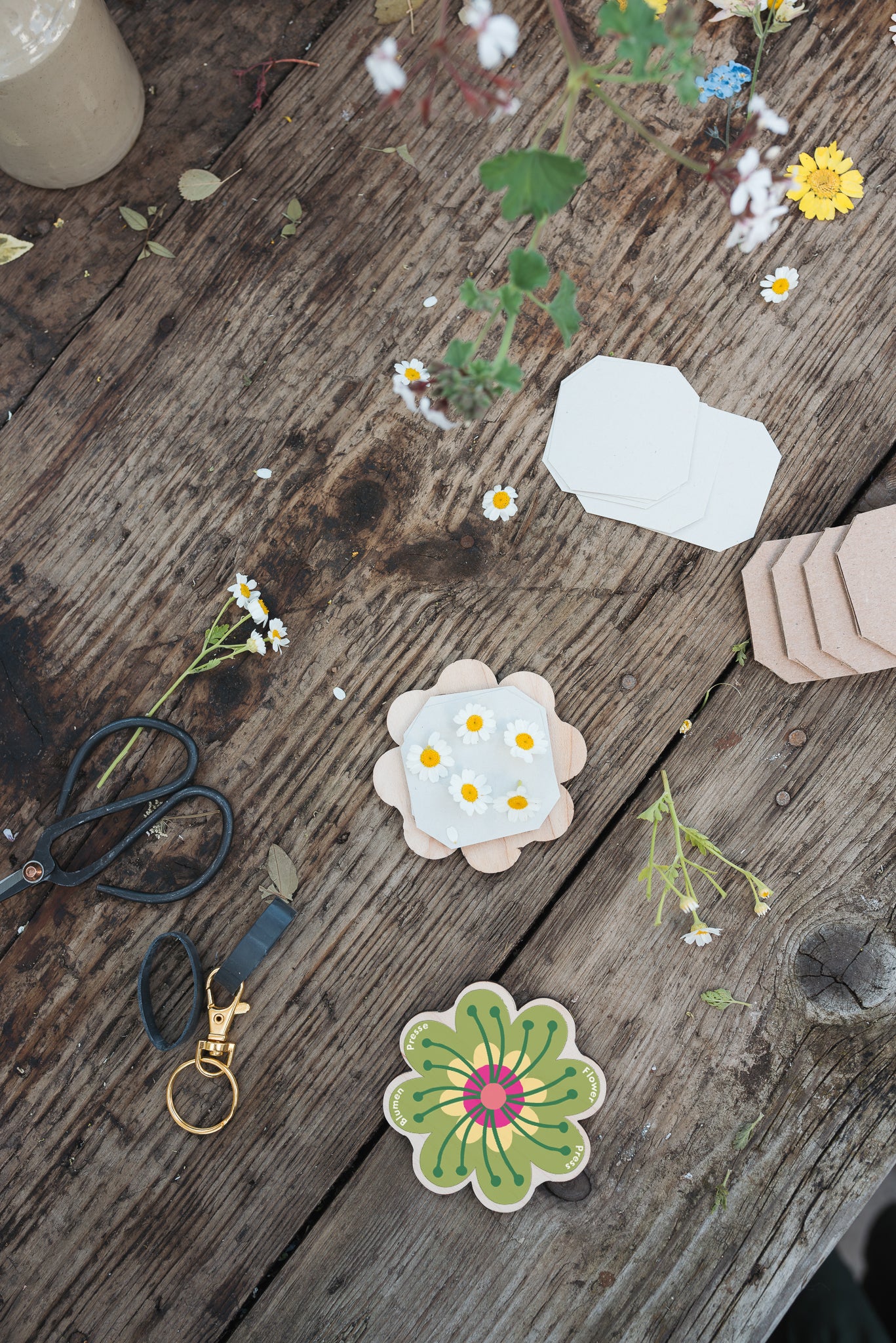 Keyring Flower Press - Green 03