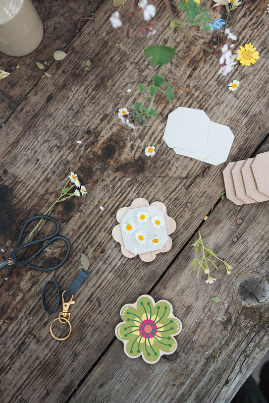 Keyring Flower Press - Green 03