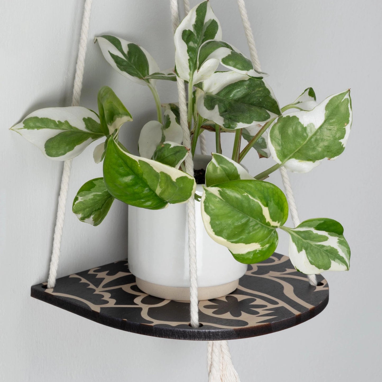 Hanging Plant Shelf Small - Abstract Black