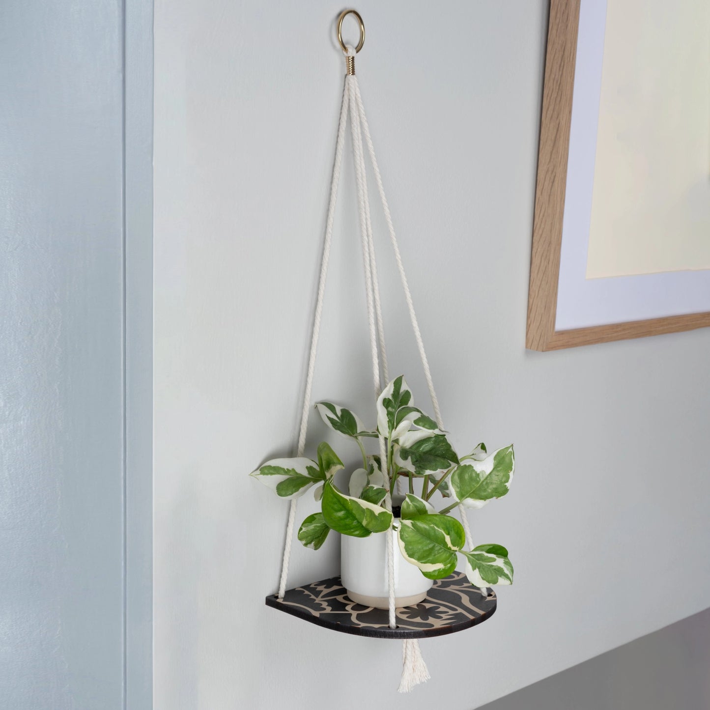 Hanging Plant Shelf Small - Abstract Black