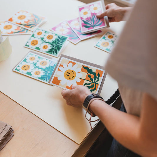 All Occasions Greetings Card - Happy Flower - Orange