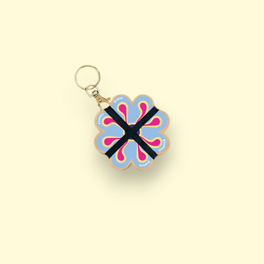 Keyring Flower Press - Blue 04