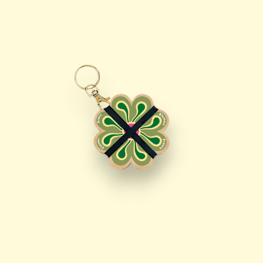 Keyring Flower Press - Green 01