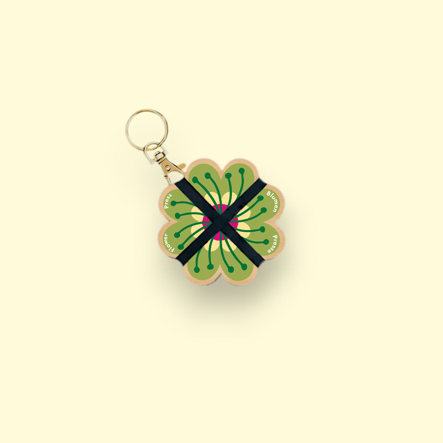 Keyring Flower Press - Green 03
