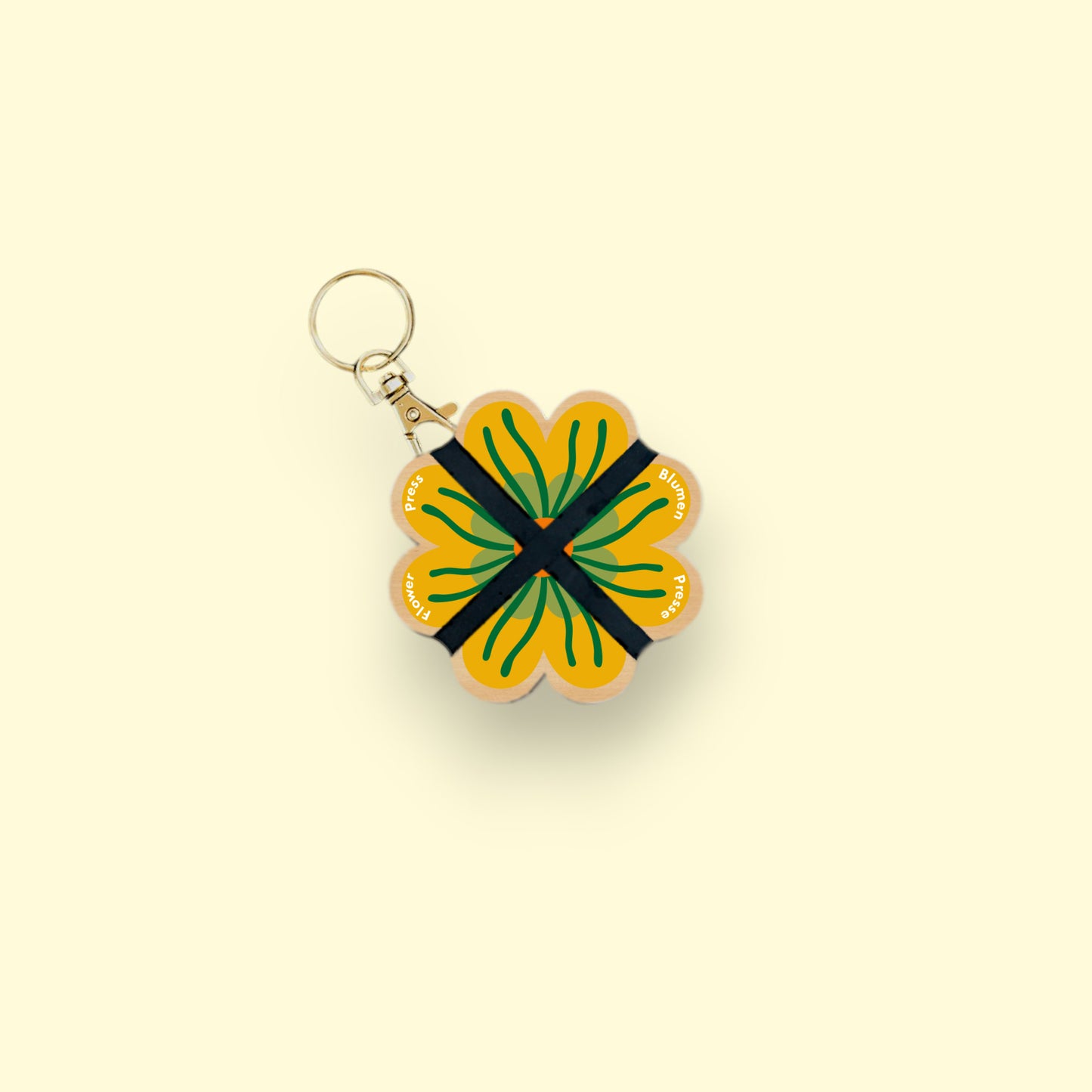 Keyring Flower Press - Yellow 03