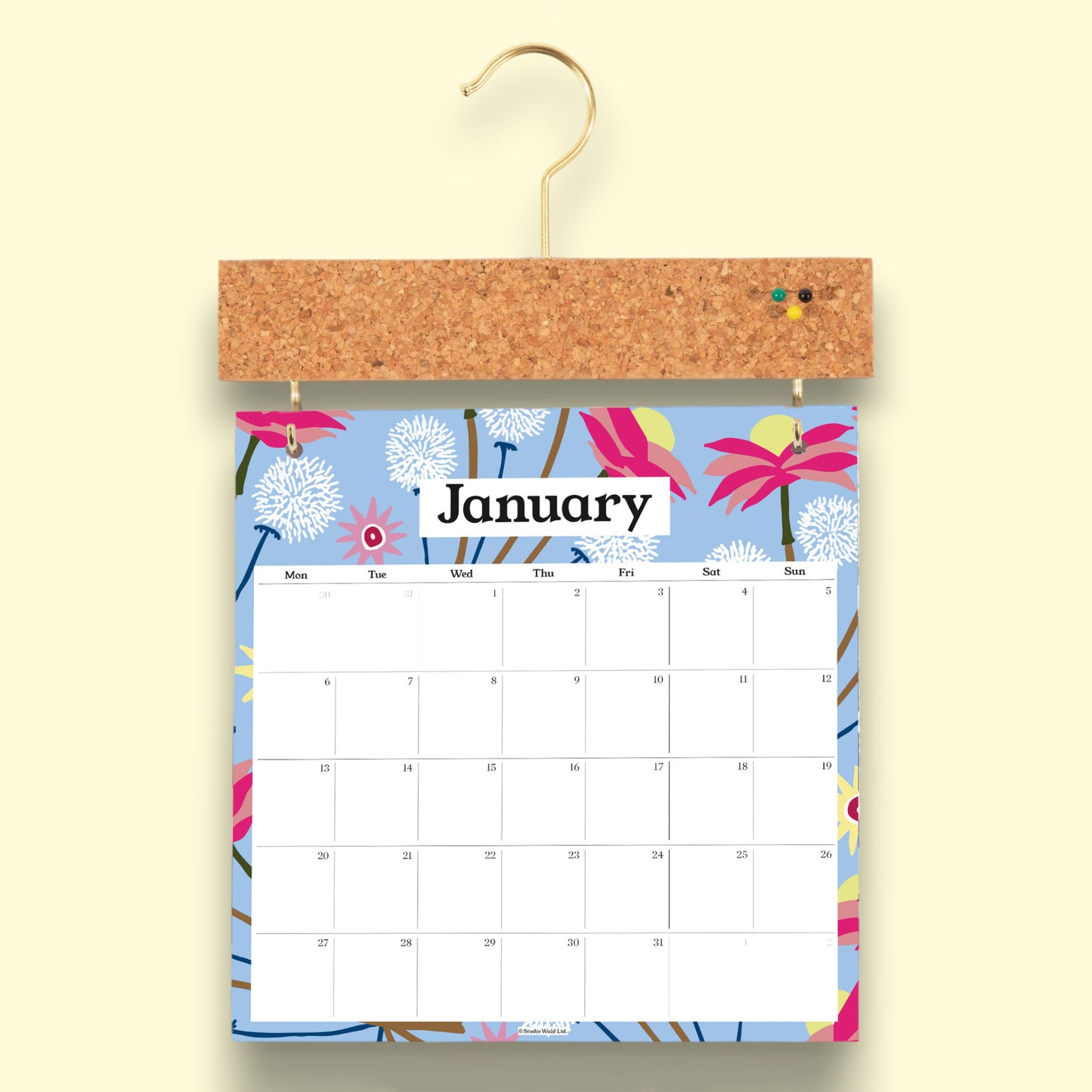 2026 Pinboard Calendar - Dried Floral