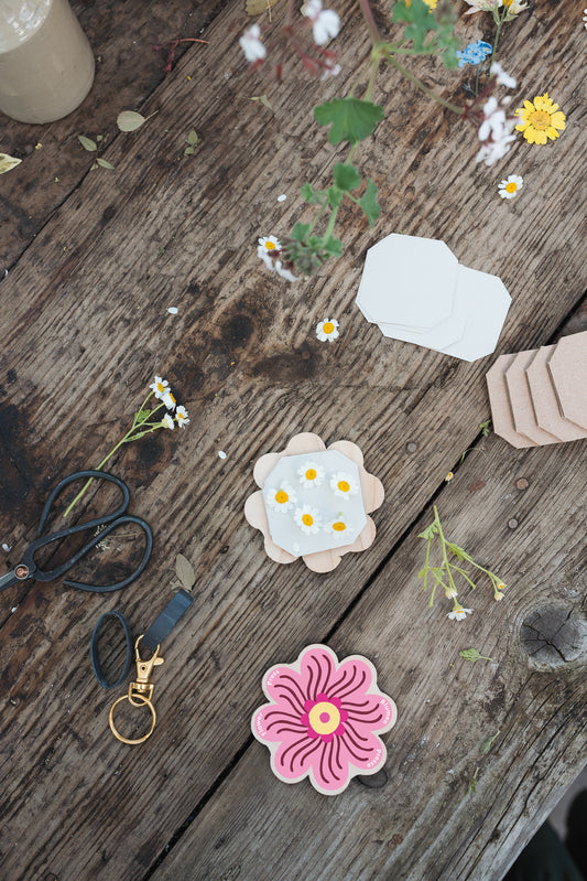 Keyring Flower Press - Pink 01
