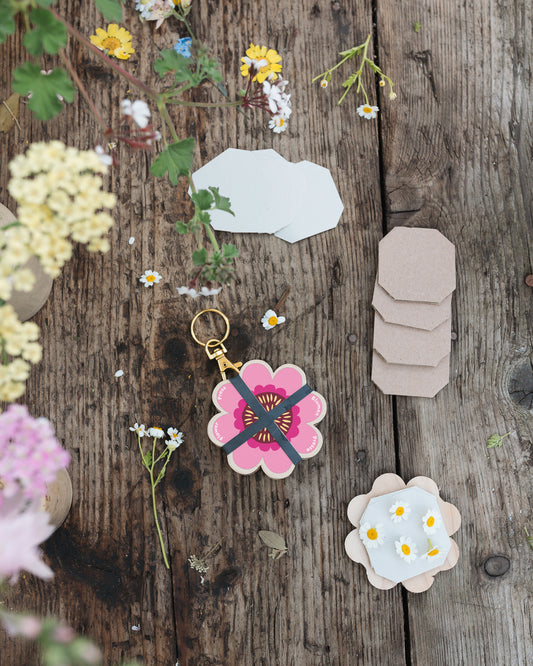 Keyring Flower Press - Pink 03