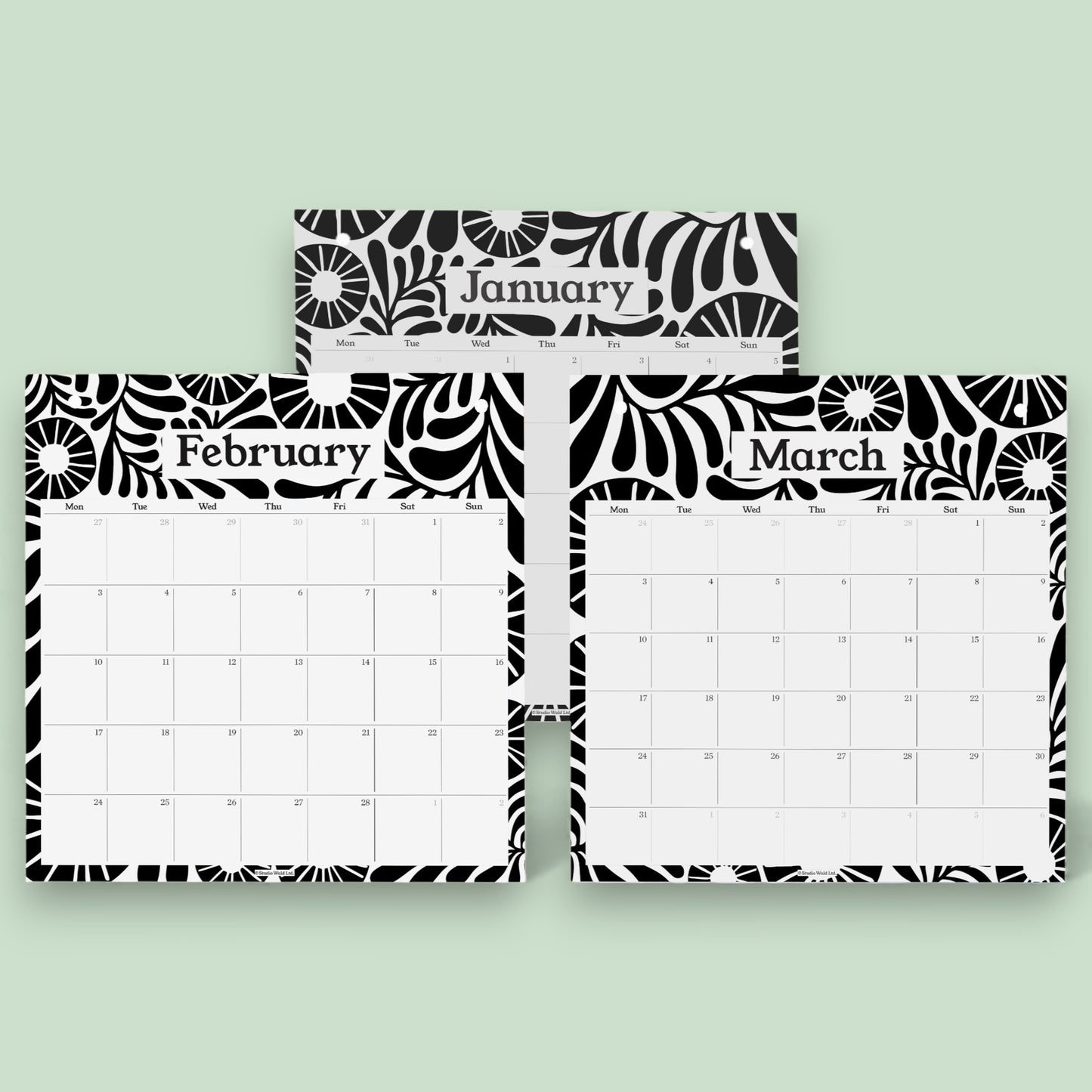 2026 Pinboard Calendar Refills - Vine Black