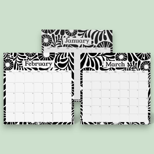 2026 Pinboard Calendar Refills - Vine Black