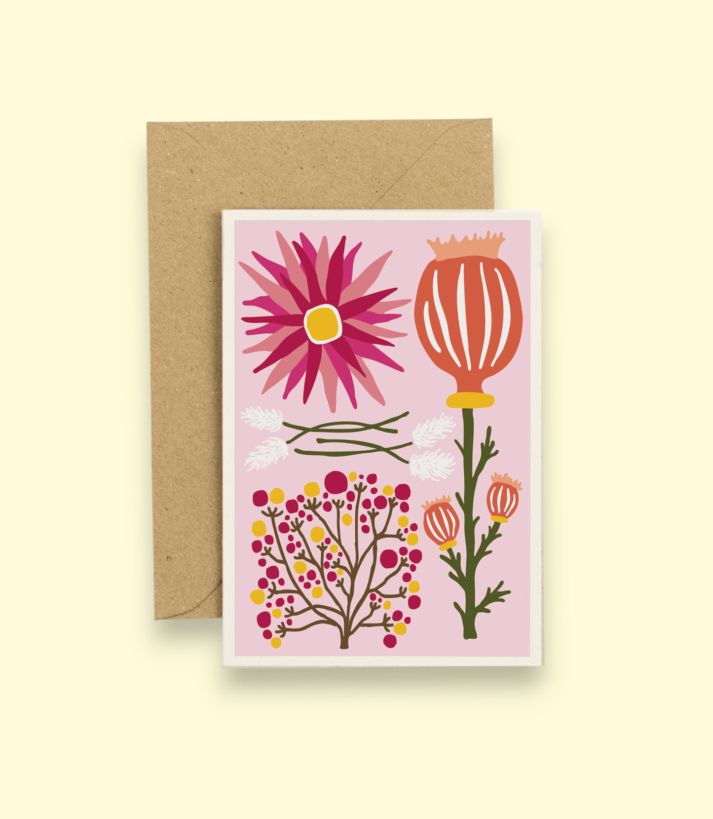 All Occasions Greetings Card - Dried - Pink