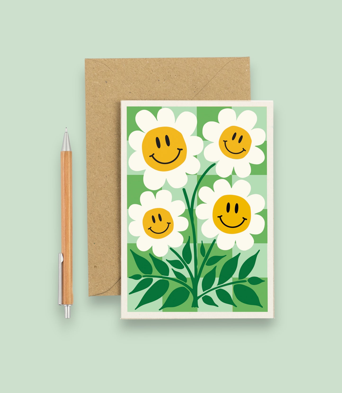 All Occasions Greetings Card - Happy Flower - Green
