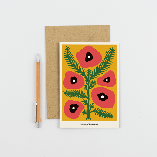Christmas Plants Card - Poppies