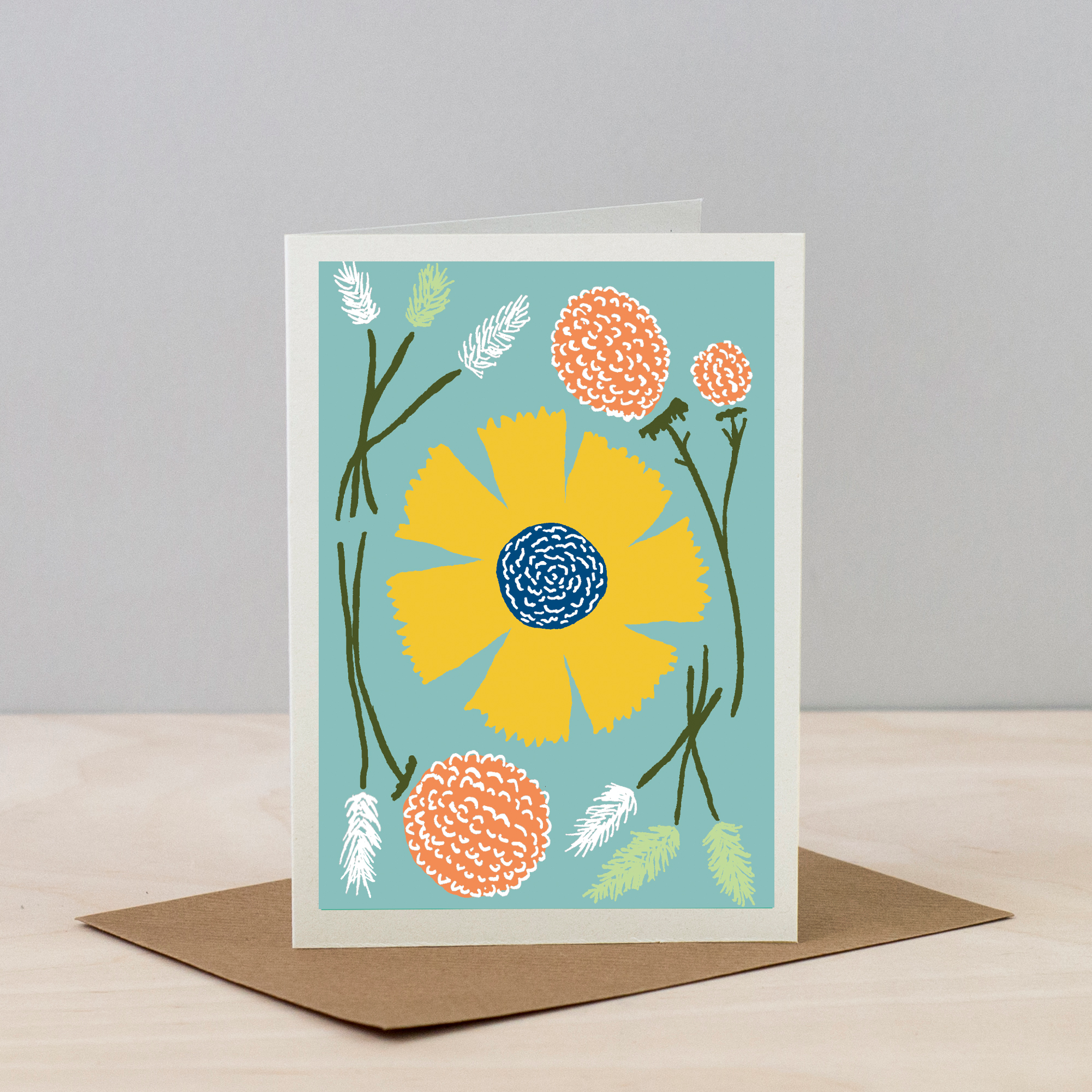 All Occasions Greetings Card - Dried - Blue