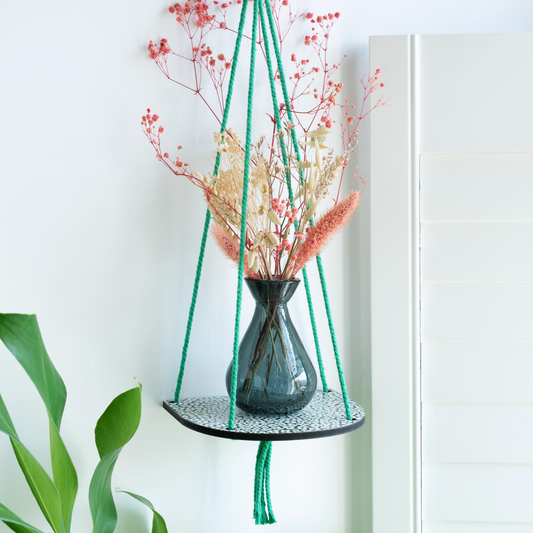 Hanging Plant Shelf Small - Forget Me Not Green