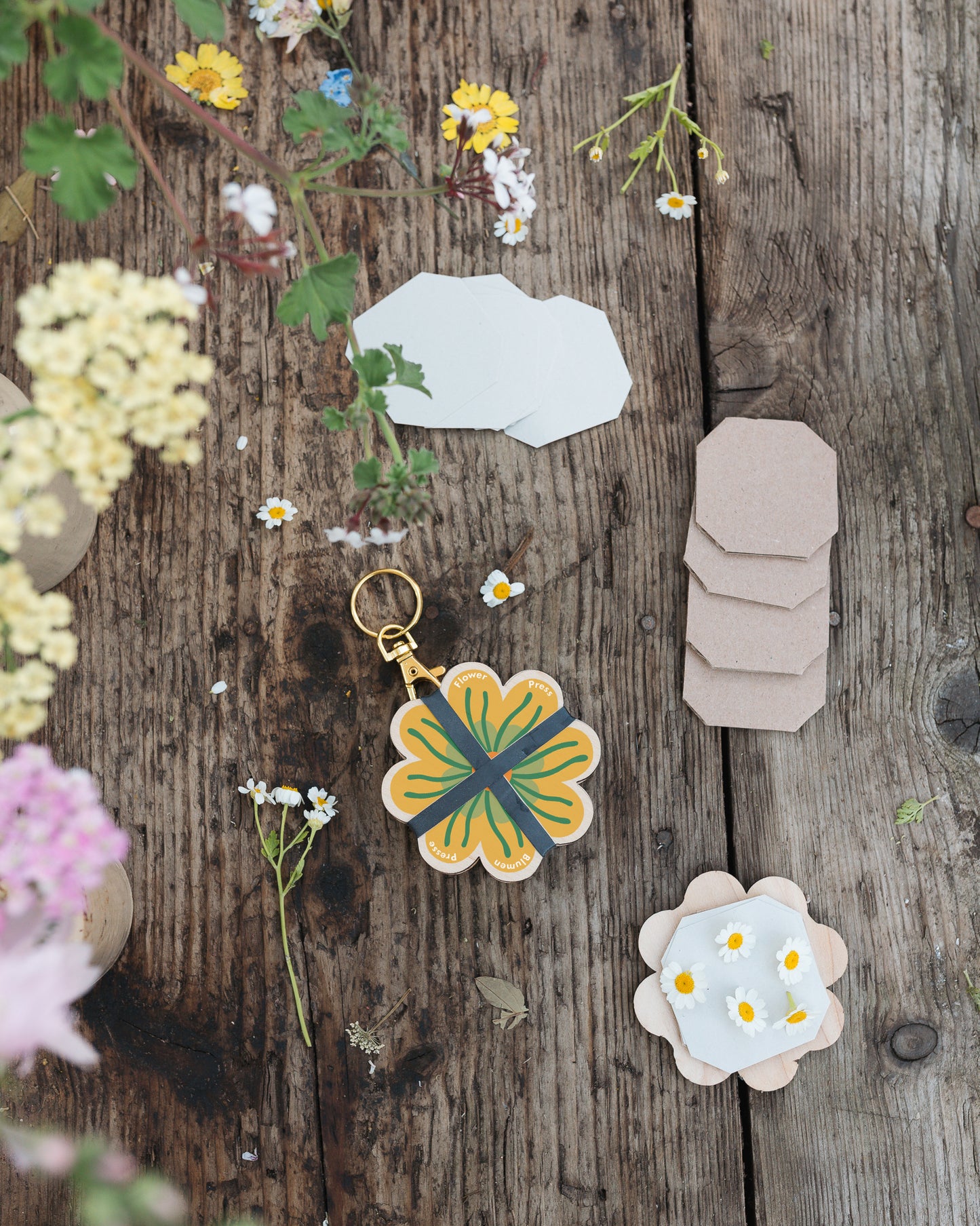Keyring Flower Press - Yellow 03