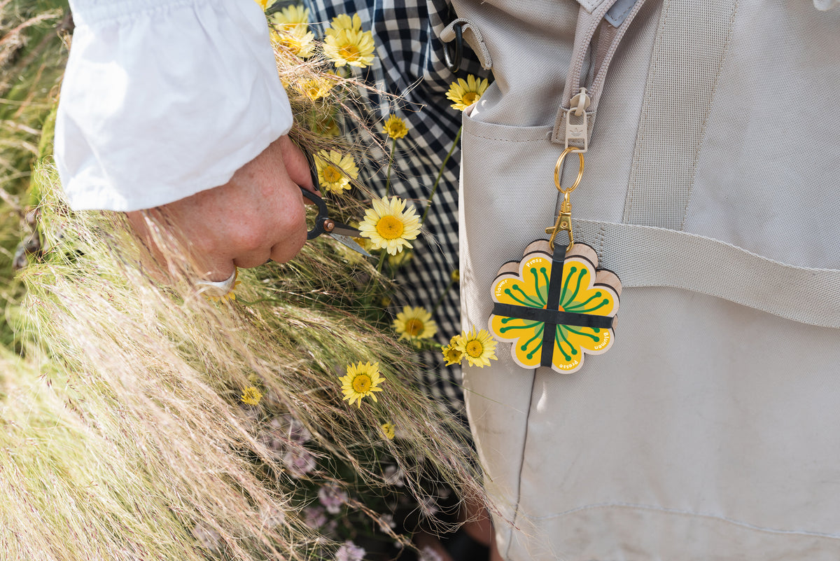SECONDS Keyring Flower Press - Yellow 04