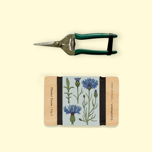 Botanical Gift Set: Cornflower Pocket Press & Precision Garden Snips 12