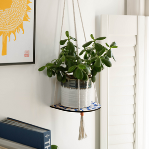 Blue Floral Hanging Plant Shelf by Studio Wald