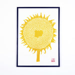 Load image into Gallery viewer, Sunflower Lino Print (Ylw)
