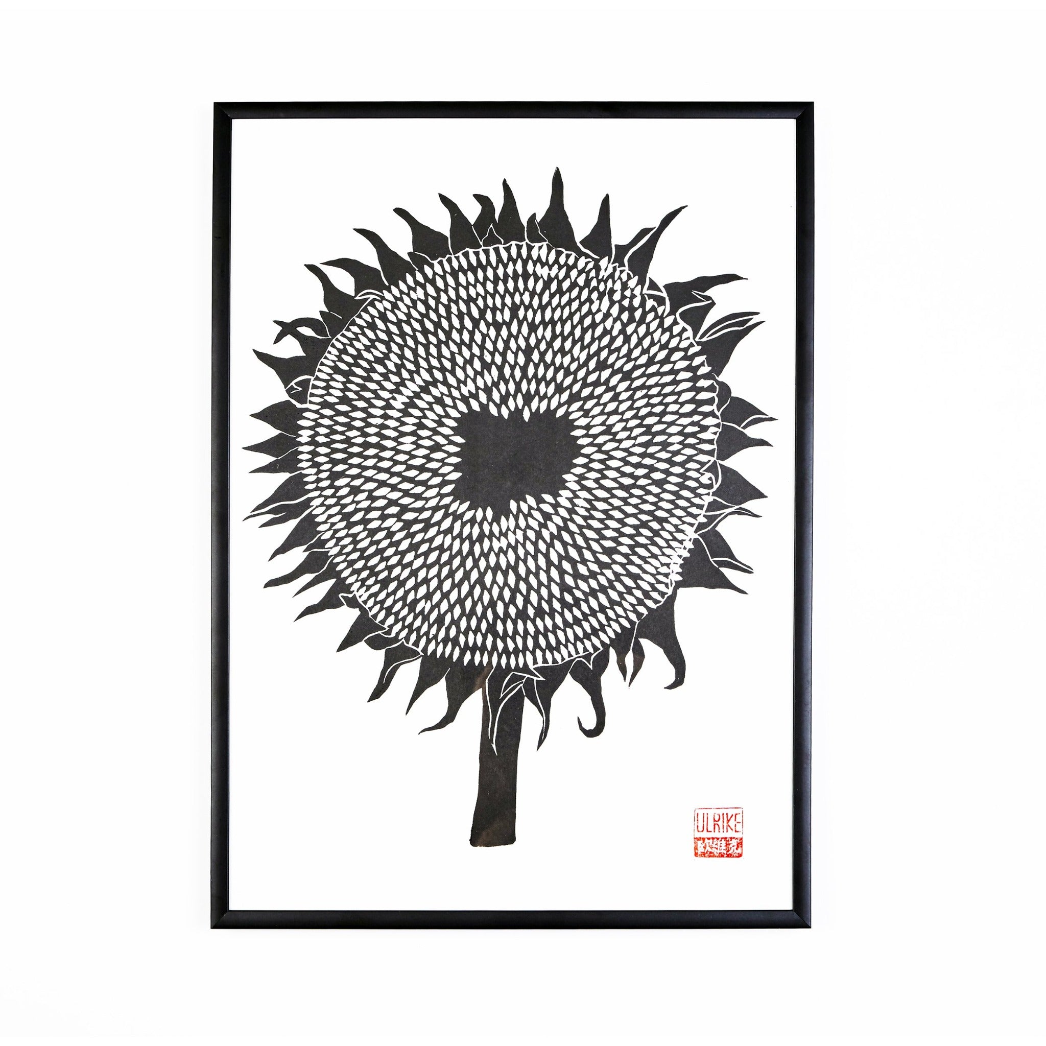 Sunflower Lino Print (Blk)