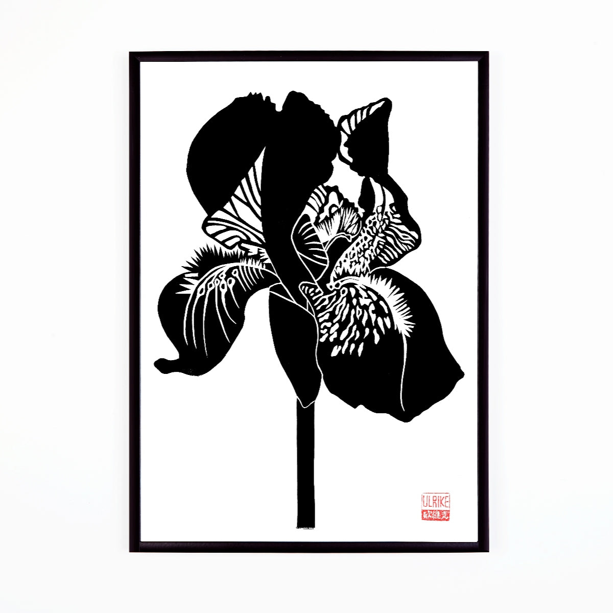 A3 Lino Print -Iris Black