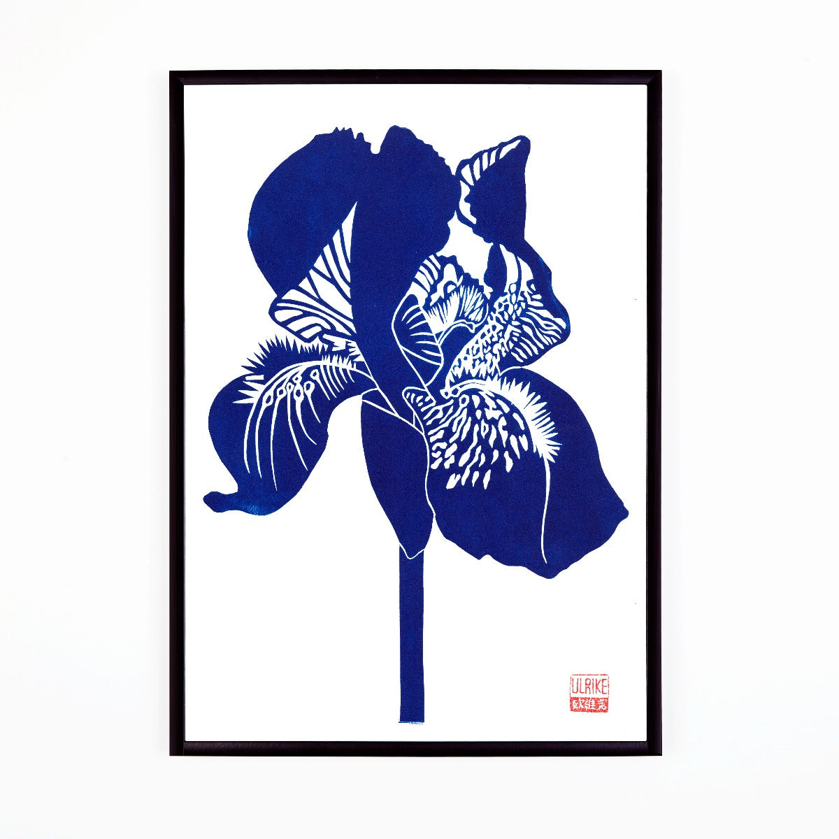 A3 Lino Print - Iris Blue